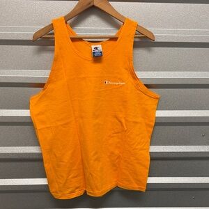 Vintage Y2K Men Champion Vibrant Orange Sleeveless Top Workout Athleisure Size L